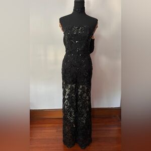 Alice and Olivia Women's Georgie Sequin-Embellished Lace Jumpsuit